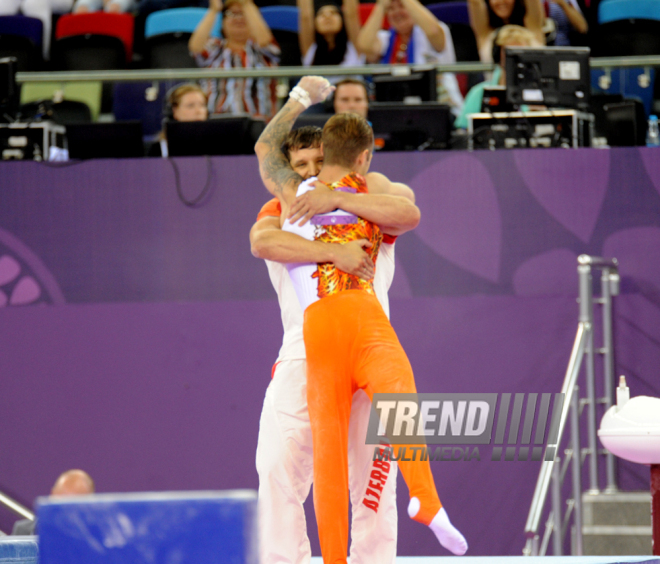 Azərbaycan gimnastı Oleq Stepko Avropa Oyunlarında gümüş medal qazandı. Bakı, Azərbaycan, 18 iyun 2015